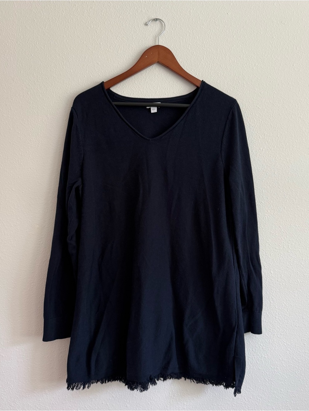 J. Jill Navy V-Neck Long Sleeve Top